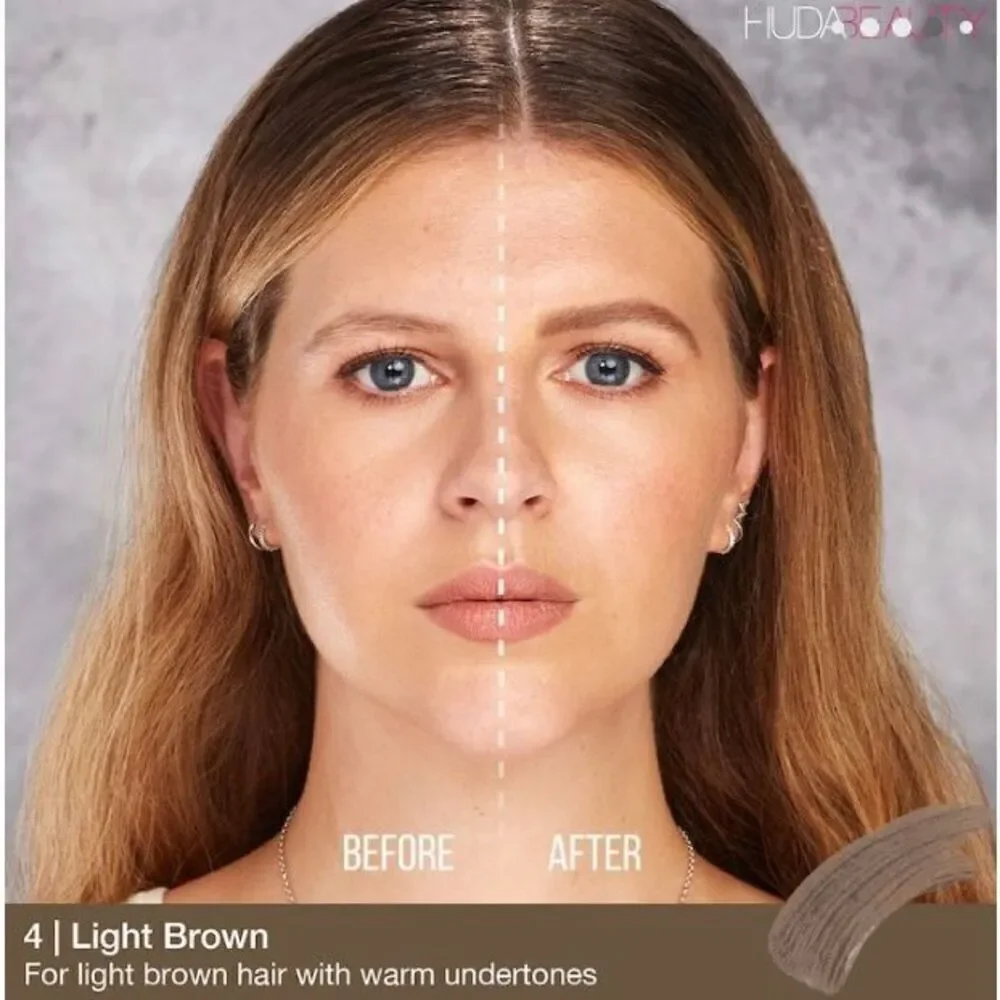 HUDA BEAUTY -  NWT #BombBrows Full & Fluffy Fiber Gel in #4 Light Brown - Picture 8 of 11